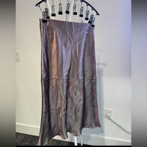 Aritzia Babaton Metallic Satin Taupe Midi Skirt